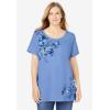 Woman Within Plus Size Graphic Tee(Deep Claret Lotus)