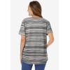 Woman Within Plus Size Notch-Neck Pocket Tee(Black Multi Stripe)