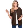 Woman Within Plus Size Perfect Elbow-Length Sleeve Cardigan Sweater(Chocolate)