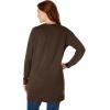 Woman Within Plus Size Perfect Longer-Length Cotton Cardigan Sweater(Chocolate)