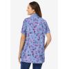 Woman Within Plus Size Perfect Printed Short-Sleeve Polo Shirt(French Blue Pretty Floral)