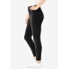 Woman Within Plus Size Petite Stretch-Cotton Knit Pull-On Leggings(Black)