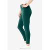 Woman Within Plus Size Petite Stretch-Cotton Knit Pull-On Leggings(Emerald Green)