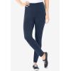 Woman Within Plus Size Petite Stretch-Cotton Knit Pull-On Leggings(Heather Navy)
