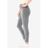 Woman Within Plus Size Petite Stretch-Cotton Knit Pull-On Leggings(Medium Heather Grey)
