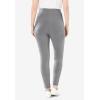 Woman Within Plus Size Petite Stretch-Cotton Knit Pull-On Leggings(Medium Heather Grey)