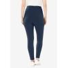 Woman Within Plus Size Petite Stretch-Cotton Knit Pull-On Leggings(Navy)