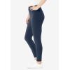 Woman Within Plus Size Petite Stretch-Cotton Knit Pull-On Leggings(Navy)