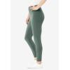 Woman Within Plus Size Petite Stretch-Cotton Knit Pull-On Leggings(Pine)