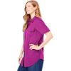 Woman Within Plus Size Relaxed Fit Cotton Camp Shirt(Black Paisley Ditsy)