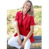 Woman Within Plus Size Relaxed Fit Cotton Camp Shirt(White Multi Stamp)