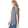 Woman Within Plus Size Short-Sleeve Button-Down Cotton Seersucker Shirt(Black Gingham)
