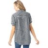 Woman Within Plus Size Short-Sleeve Button-Down Cotton Seersucker Shirt(Black Gingham)