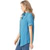 Woman Within Plus Size Short-Sleeve Button-Down Cotton Seersucker Shirt(Vibrant Blue Pop Stripe)