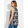 Woman Within Plus Size Sleeveless Pintuck Gauze Shirt(Black Palm Paradise)
