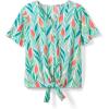 Woman Within Plus Size Textured Tie-Front Tee(Ivory Tulip Watercolor)