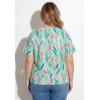 Woman Within Plus Size Textured Tie-Front Tee(Ivory Tulip Watercolor)