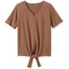 Woman Within Plus Size Textured Tie-Front Tee(Mocha Nude)