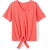 Woman Within Plus Size Textured Tie-Front Tee(Sweet Coral)