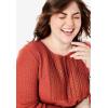 Woman Within Plus Size Waffle Thermal Lace Bib Henley Tee(Deep Claret)