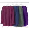 Woman Within Plus Size Waffle Thermal Lace Bib Henley Tee(Evening Blue)