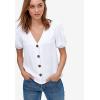ellos Plus Size Contrast Button-Front Blouse(Wood Rose Pink)