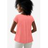 ellos Plus Size Cotton Jersey Slub Cap Sleeve Trapeze Tee(Sweet Coral)