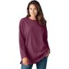 Woman Within Plus Size Crewneck Ultra Soft Sherpa Sweatshirt(Deep Claret)