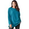 Woman Within Plus Size Crewneck Ultra Soft Sherpa Sweatshirt(Deep Teal)