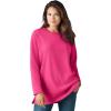 Woman Within Plus Size Crewneck Ultra Soft Sherpa Sweatshirt(Raspberry Sorbet)