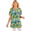Woman Within Plus Size Criss Cross Tee(Black Yellow Pop Floral)