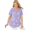 Woman Within Plus Size Criss Cross Tee(Pale Lilac Plumeria)