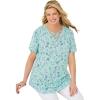 Woman Within Plus Size Criss Cross Tee(Pale Seafoam Paisley)