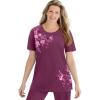 Woman Within Plus Size Graphic Tee(Deep Claret Lotus)