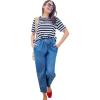 Woman Within Plus Size Lattice Neck Tee(Navy Nautical Stripe)