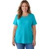 Woman Within Plus Size Lattice Neck Tee(Pretty Turquoise)