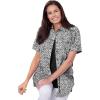 Woman Within Plus Size Relaxed Fit Cotton Camp Shirt(Black Paisley Ditsy)