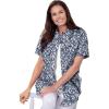 Woman Within Plus Size Relaxed Fit Cotton Camp Shirt(Navy Paisley Ditsy)