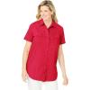 Woman Within Plus Size Relaxed Fit Cotton Camp Shirt(Vivid Red Mini Dot)
