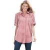 Woman Within Plus Size Short-Sleeve Button-Down Cotton Seersucker Shirt(Vivid Red Gingham)