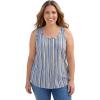 Woman Within Plus Size Sleeveless Pintuck Gauze Shirt(Deep Cobalt Stripe)
