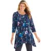 Woman Within Plus Size Swing Hem Tunic(Navy Multi Florals)