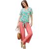 Woman Within Plus Size Textured Tie-Front Tee(Ivory Tulip Watercolor)