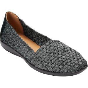 Comfortview Women’s The Bethany Stretch Woven Slip On Flat (Wide Widths Available)(Black Metallic)