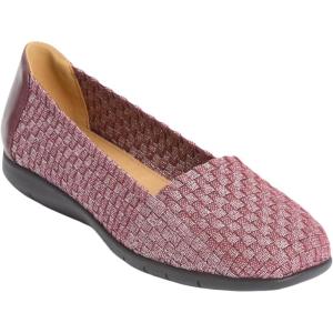 Comfortview Women’s The Bethany Stretch Woven Slip On Flat (Wide Widths Available)(Burgundy Metallic)