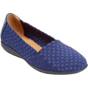 Comfortview Women’s The Bethany Stretch Woven Slip On Flat (Wide Widths Available)(Navy Solid)
