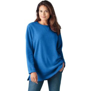 Woman Within Plus Size Crewneck Ultra Soft Sherpa Sweatshirt(Bright Cobalt)