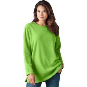 Woman Within Plus Size Crewneck Ultra Soft Sherpa Sweatshirt(Kiwi)