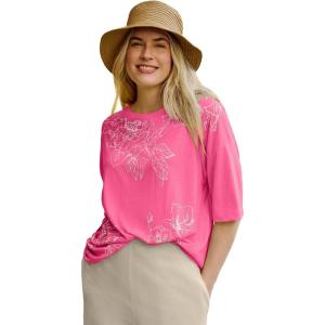 Woman Within Plus Size Relaxed Print Tee(Peony Graphic Bloom)