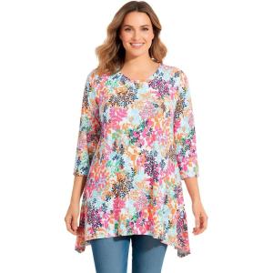Woman Within Plus Size Swing Hem Tunic(White Ink Bloom)